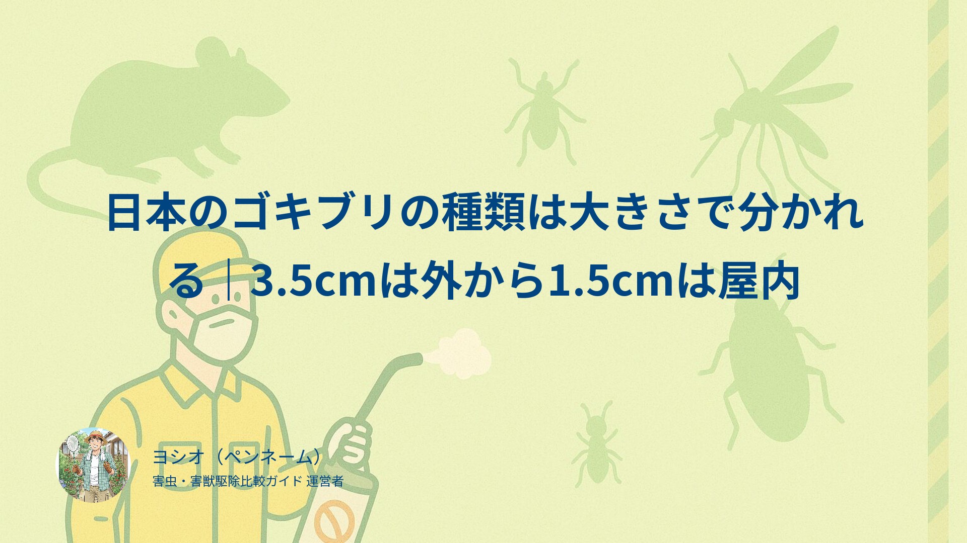 日本のゴキブリの種類は大きさで分かれる｜3.5cmは外から1.5cmは屋内
