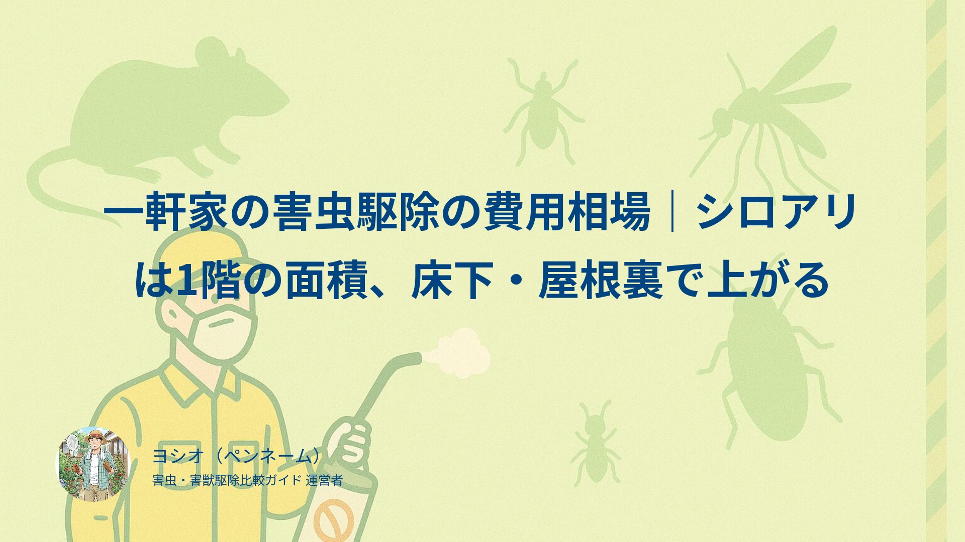 一軒家の害虫駆除の費用相場｜シロアリは1階の面積、床下・屋根裏で上がる